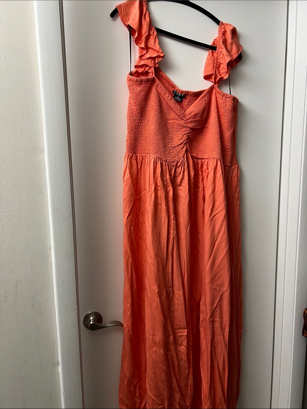 City Chic Ruffled Strap Coral Maxi Dress